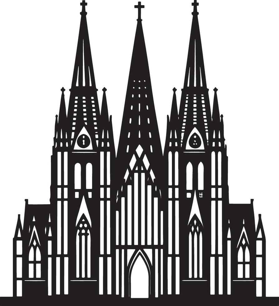 saint cathedral city illustration black and white vector