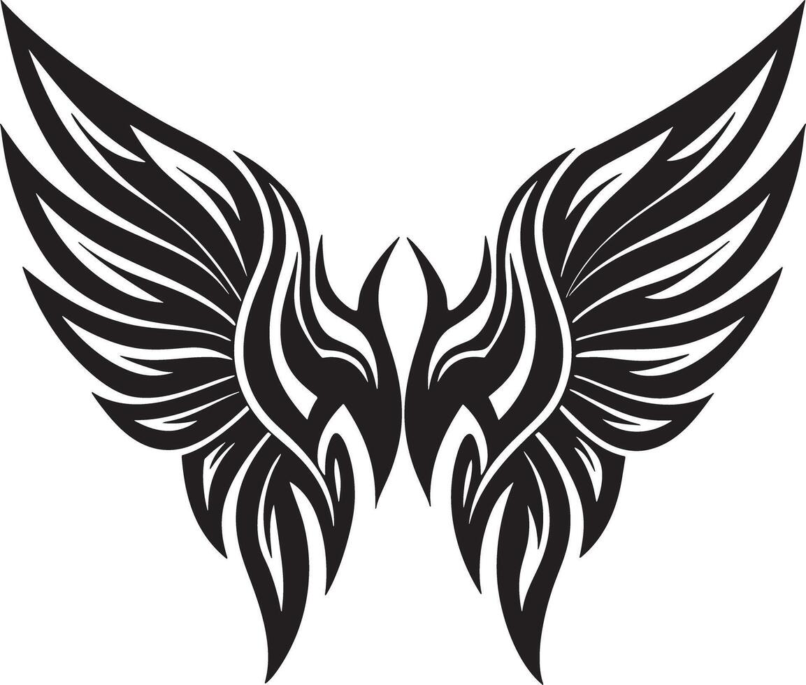 wings tattoo illustration black and white vector