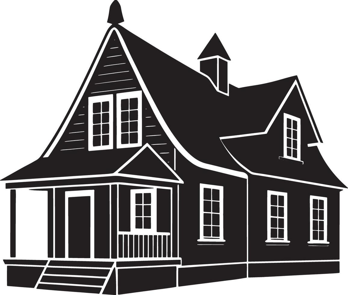 silhouette of american house illustration black and white vector