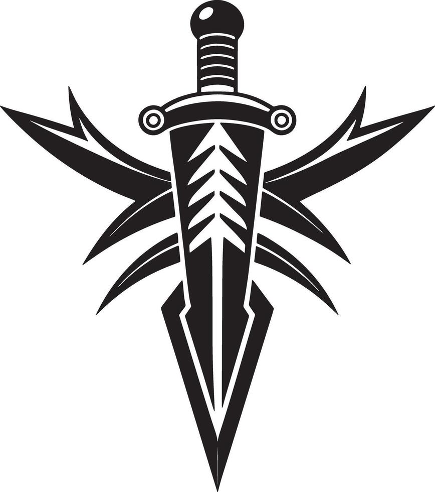 illustration of a dagger silhouette black and white vector