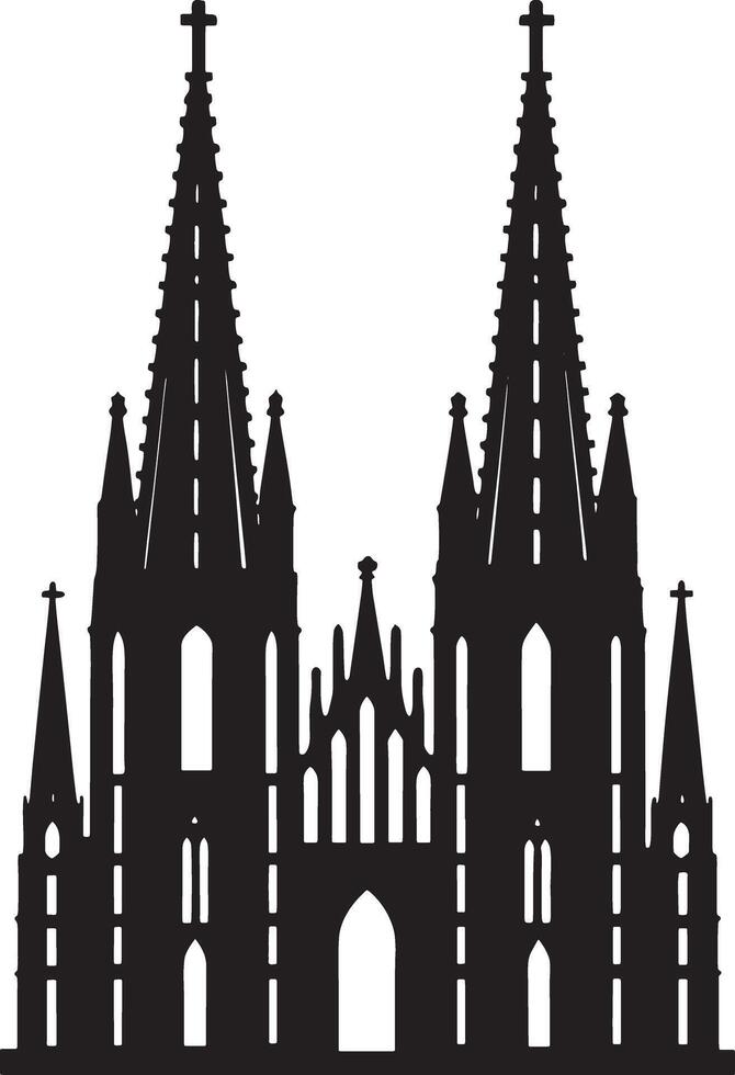 saint cathedral city illustration black and white vector