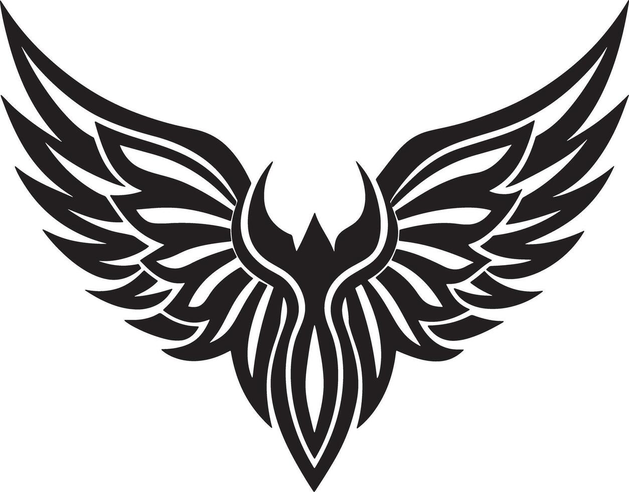 wings tattoo illustration black and white vector