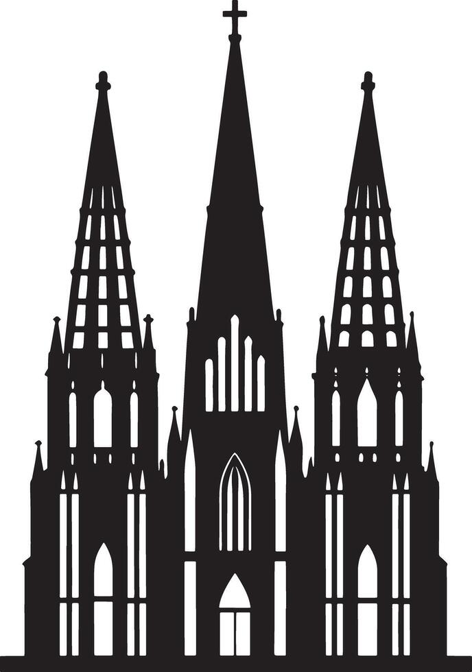 saint cathedral city illustration black and white vector