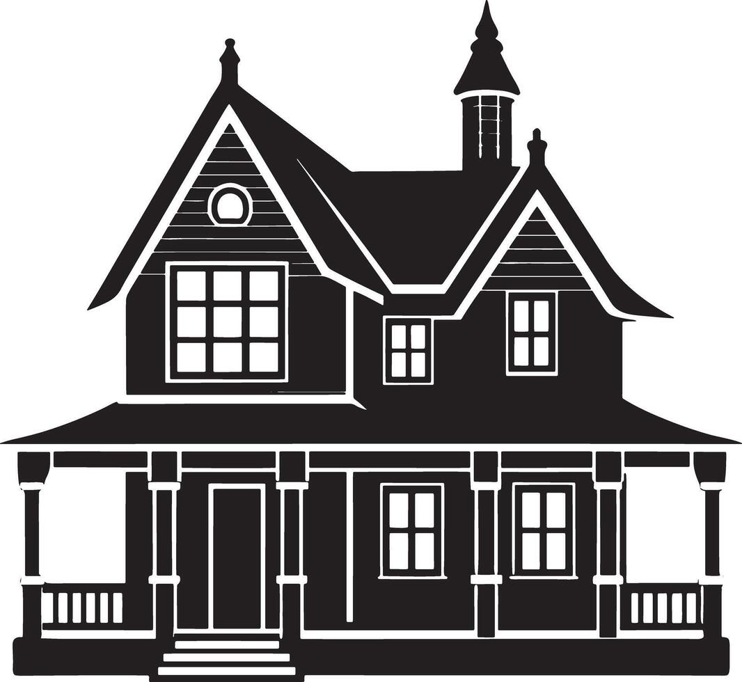 silhouette of american house illustration black and white vector
