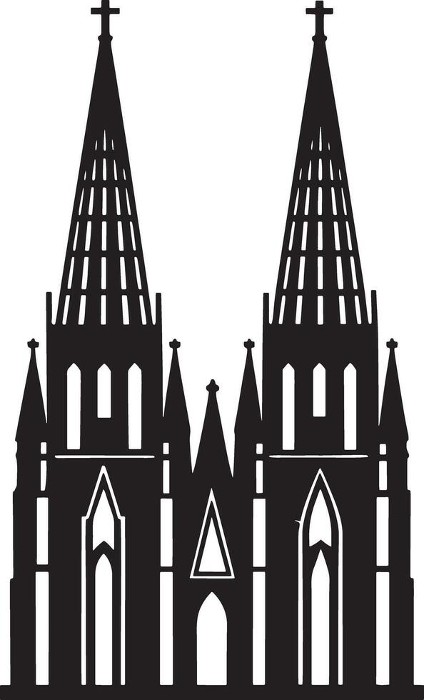 saint cathedral city illustration black and white vector