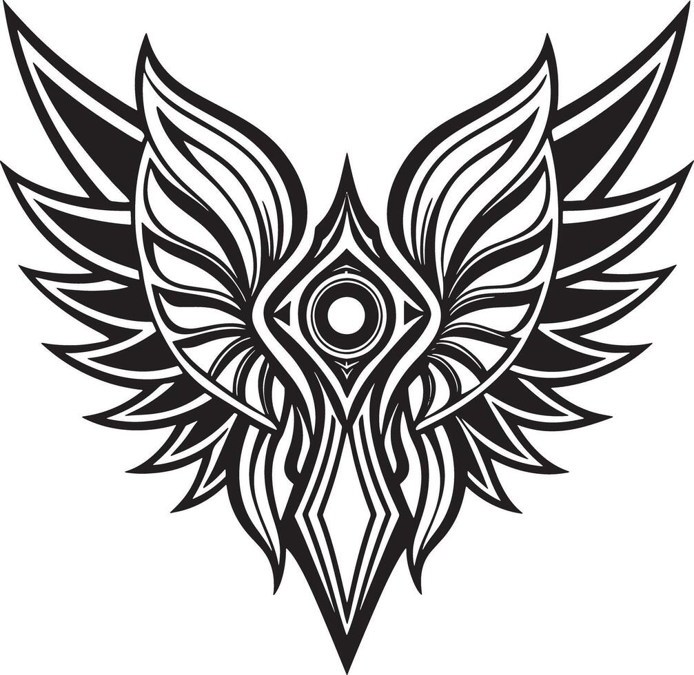 wings tattoo illustration black and white vector