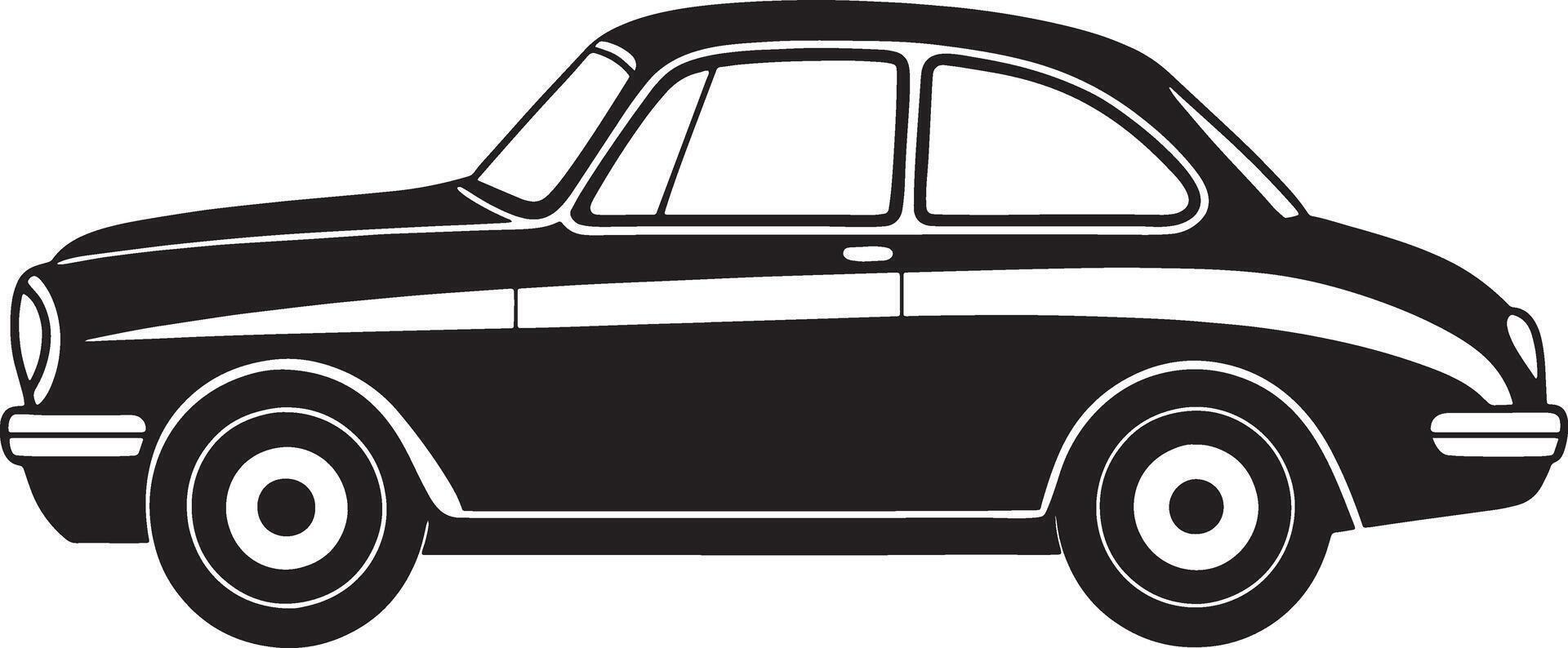 illustration of a retro car illustration black and white vector