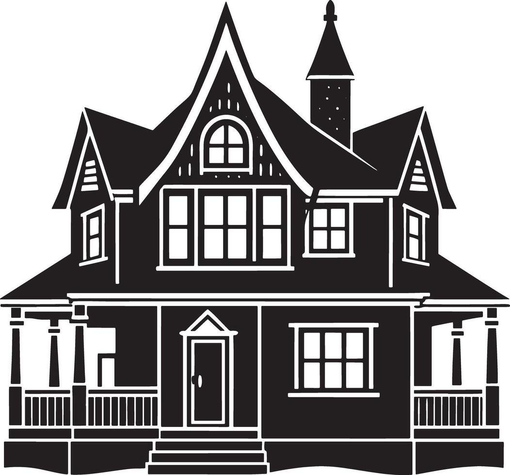 silhouette of american house illustration black and white vector