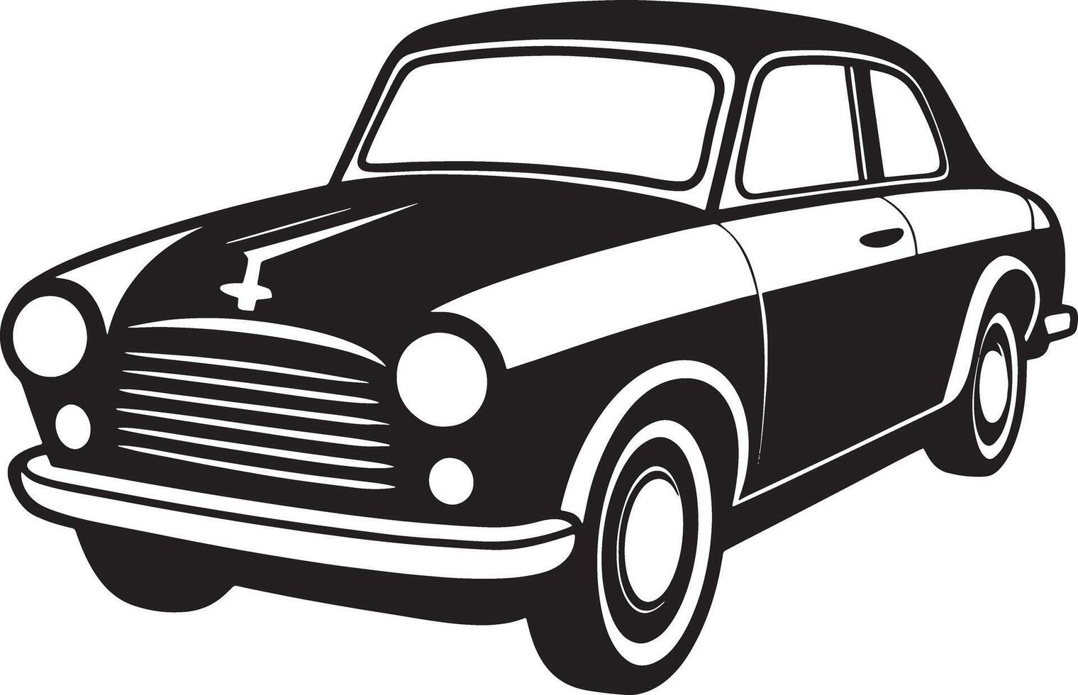 illustration of a retro car illustration black and white vector