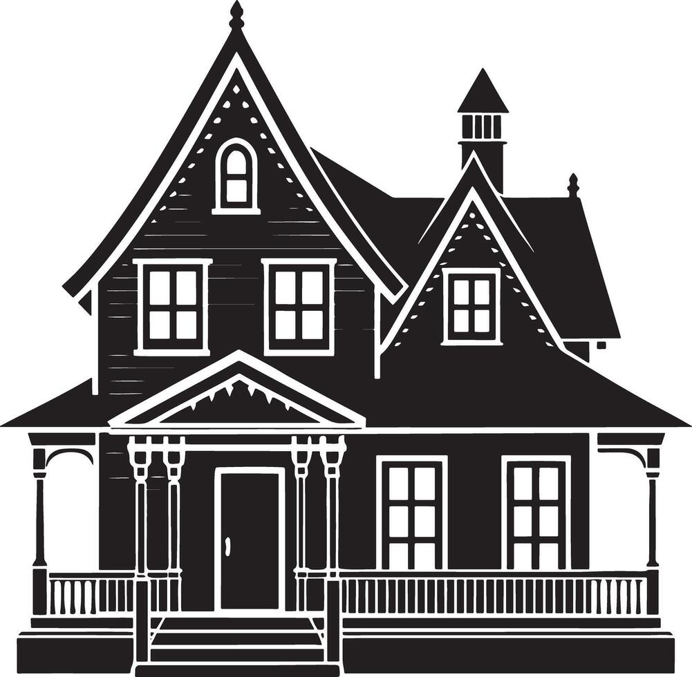 silhouette of american house illustration black and white vector