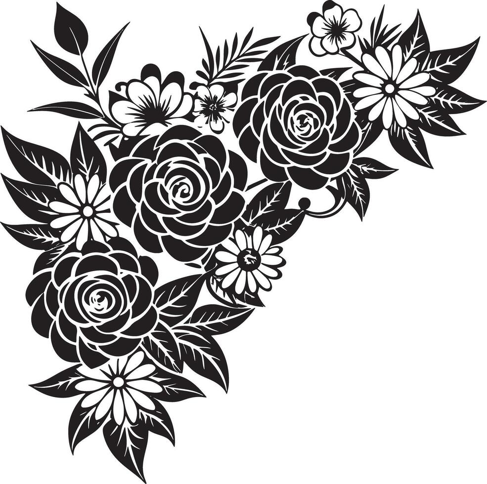 black and white floral corner illustration 47014236 Vector Art at Vecteezy