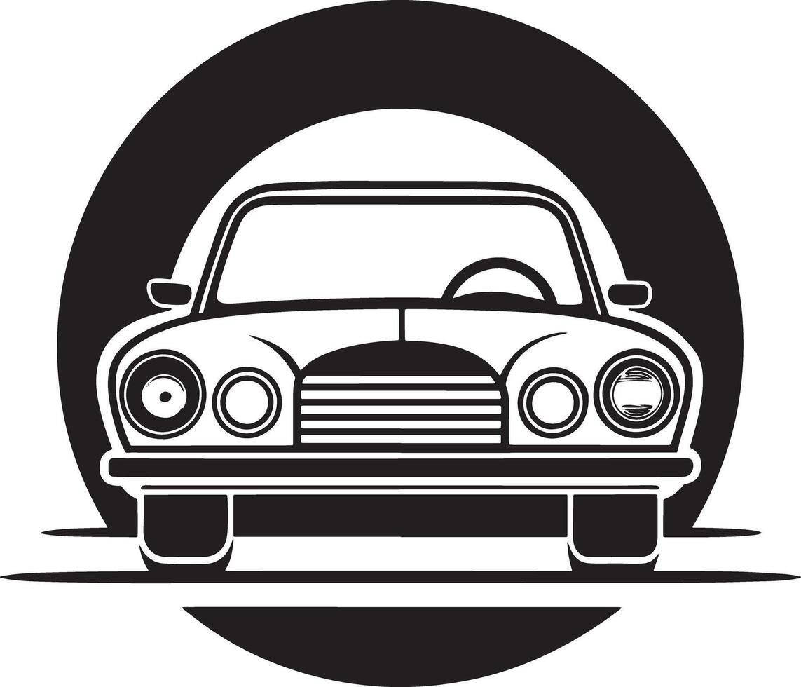 illustration of a retro car illustration black and white vector
