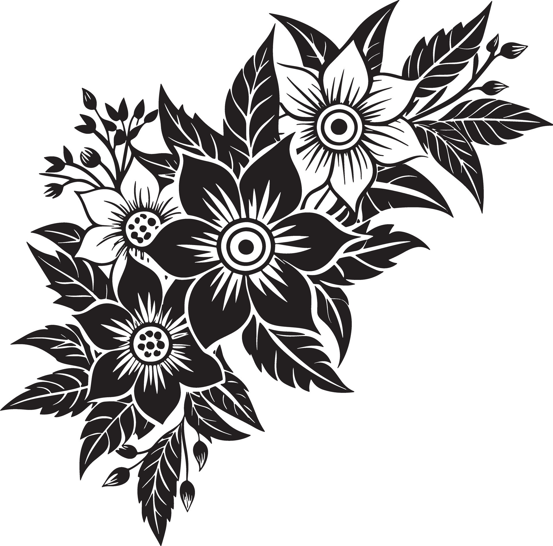 black and white floral corner illustration 47014244 Vector Art at Vecteezy