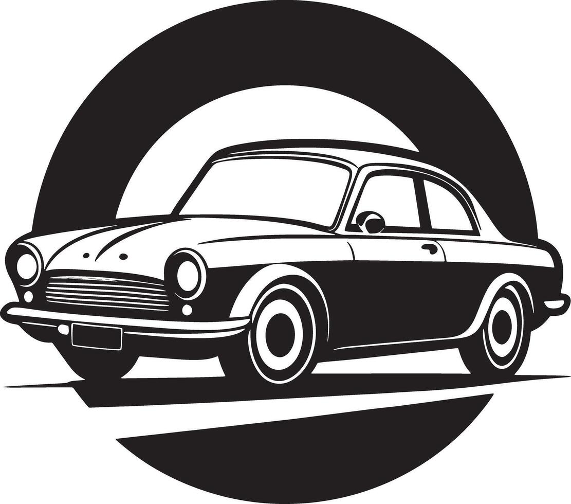 illustration of a retro car illustration black and white vector