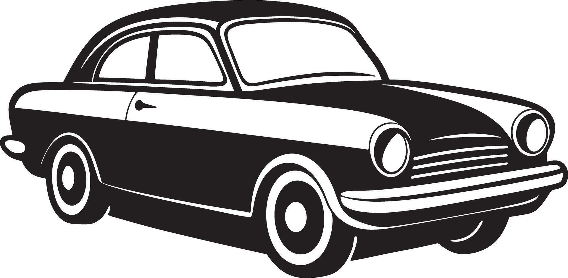 illustration of a retro car illustration black and white vector