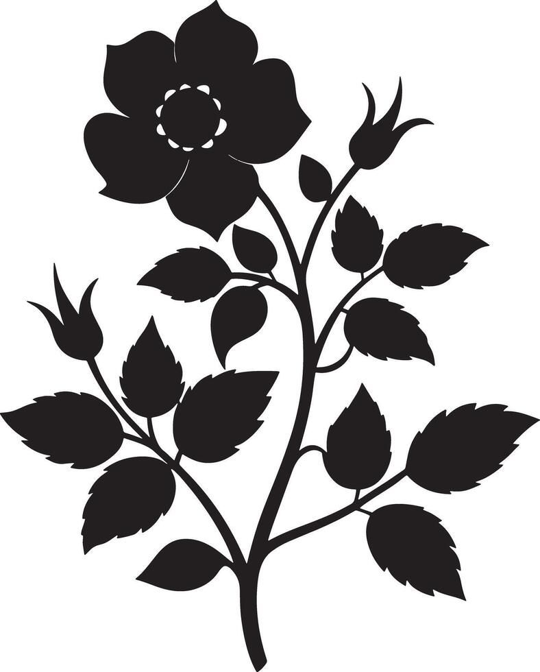 flower silhouette illustration black and white vector