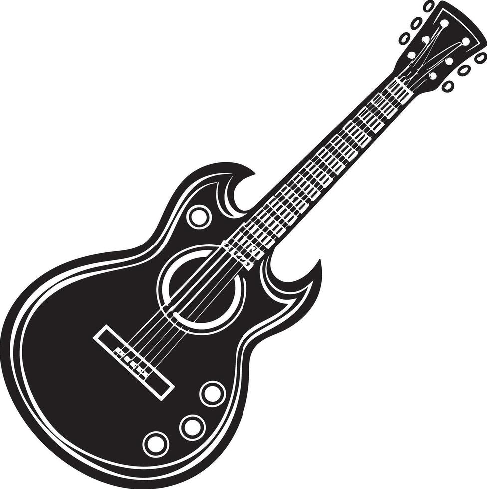 acoustic guitar illustration black and white vector