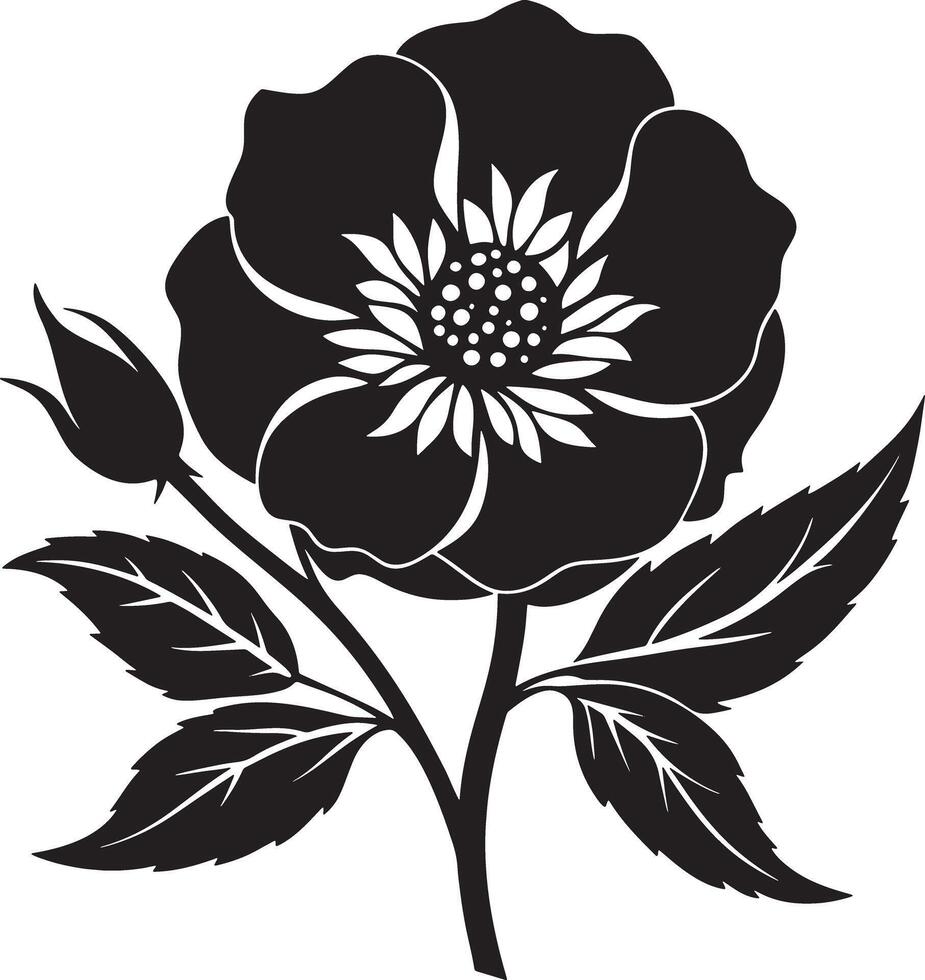 flower silhouette illustration black and white vector
