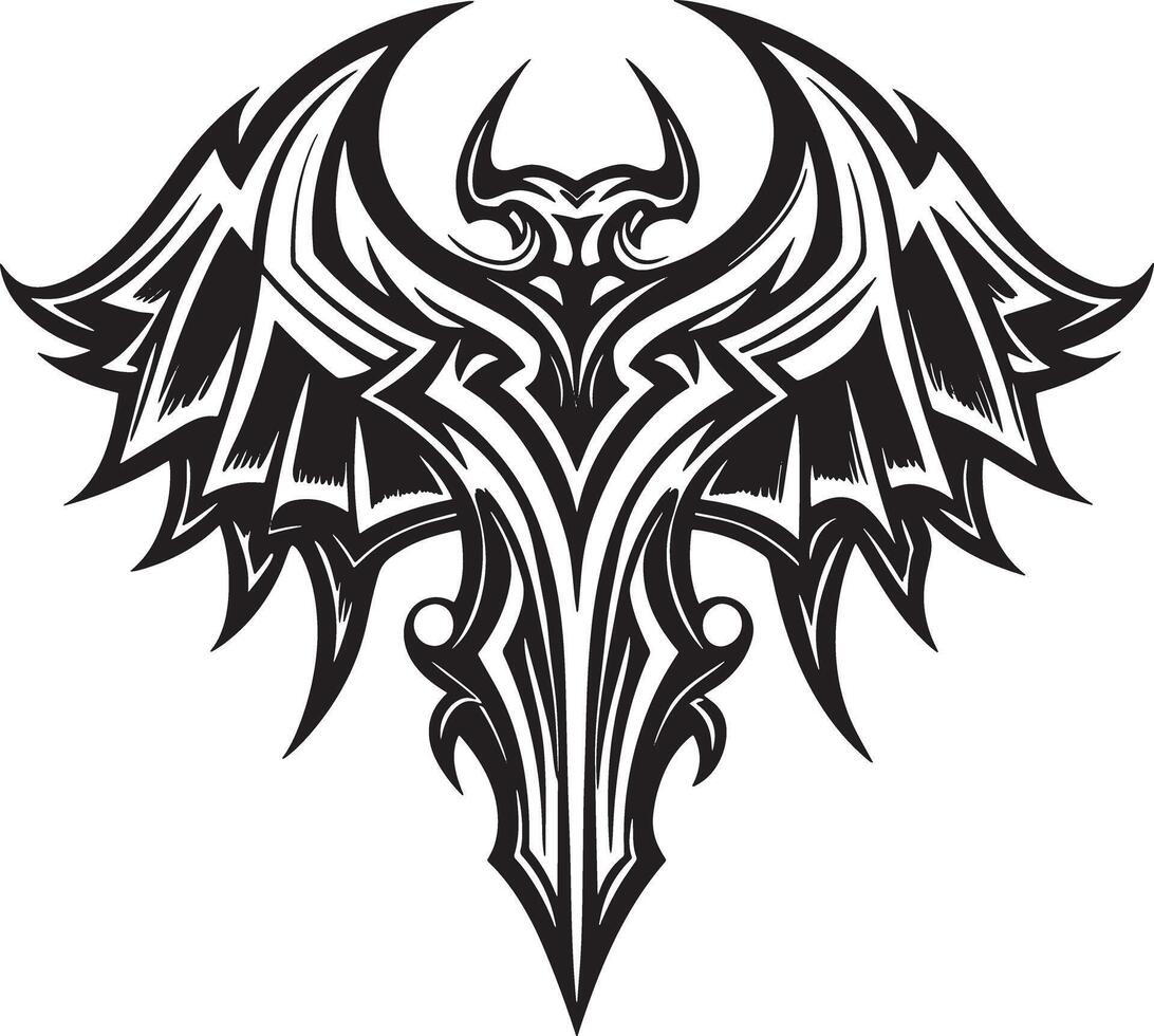 wings tattoo illustration black and white vector