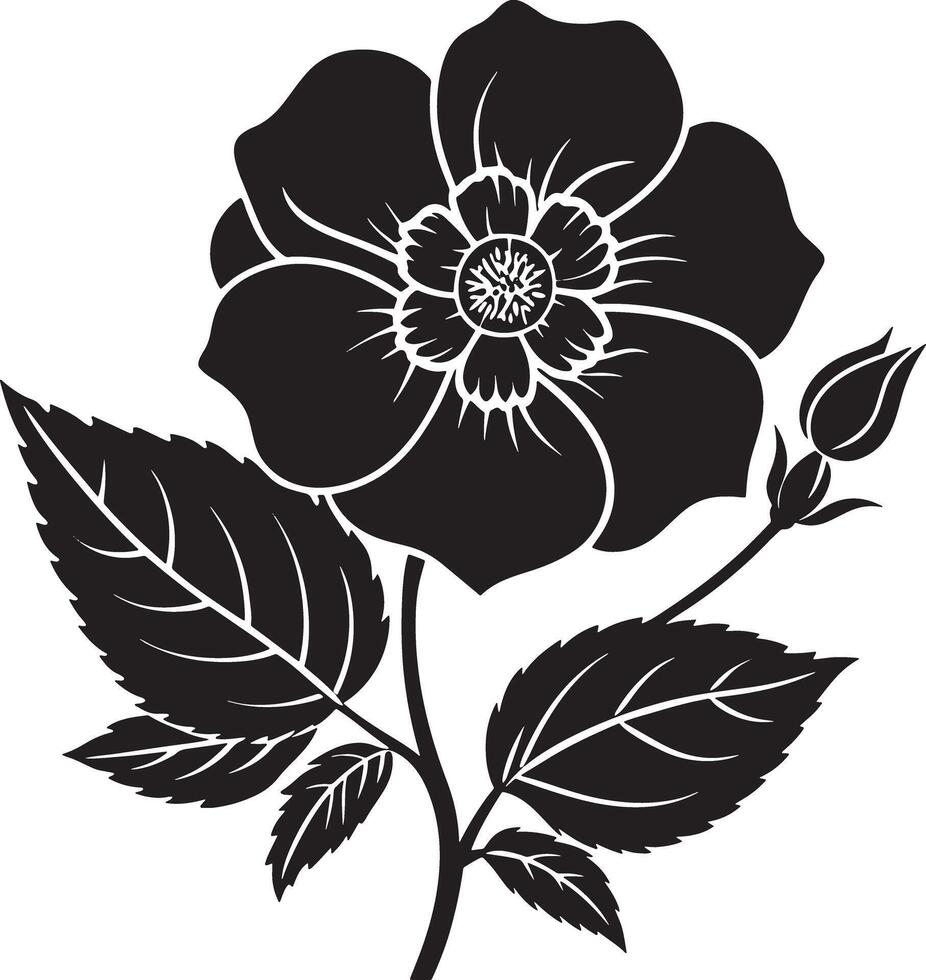 flower silhouette illustration black and white vector