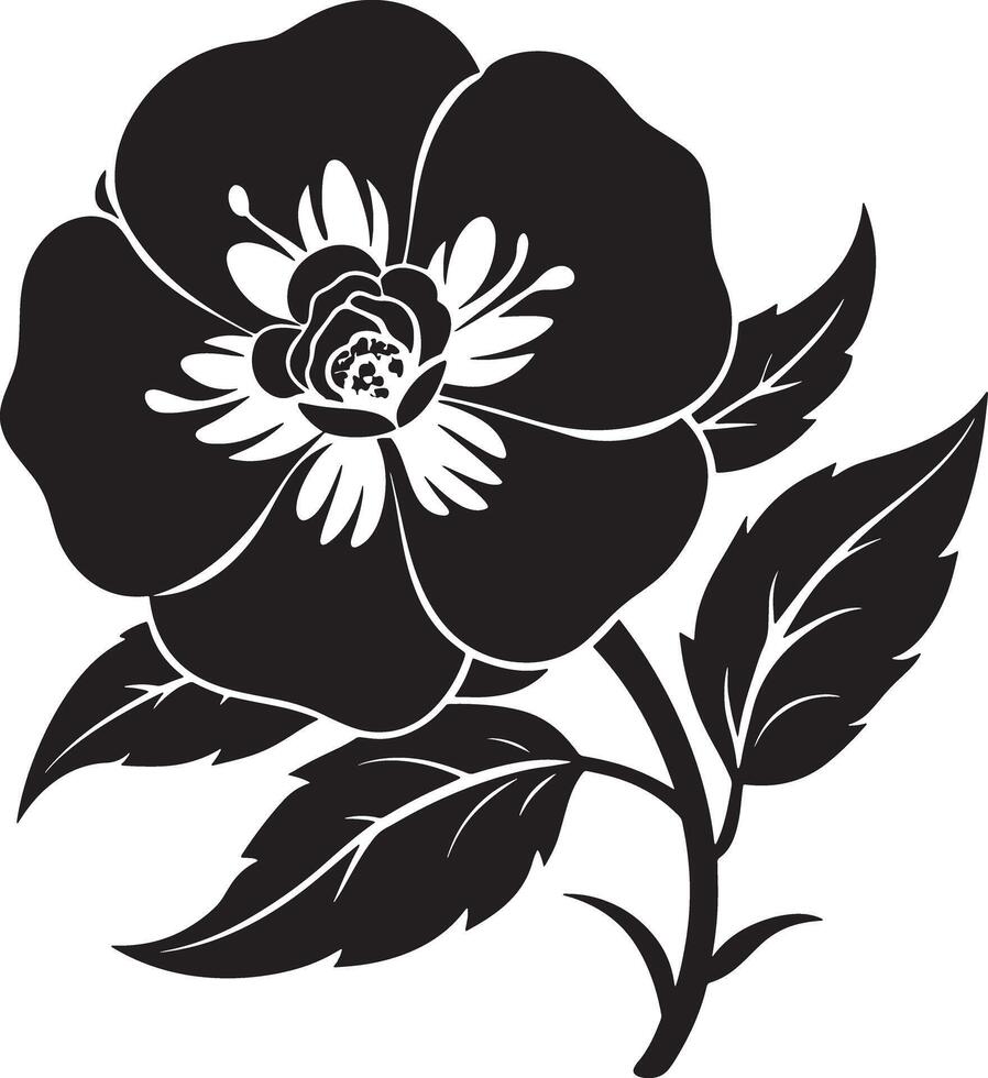 flower silhouette illustration black and white vector