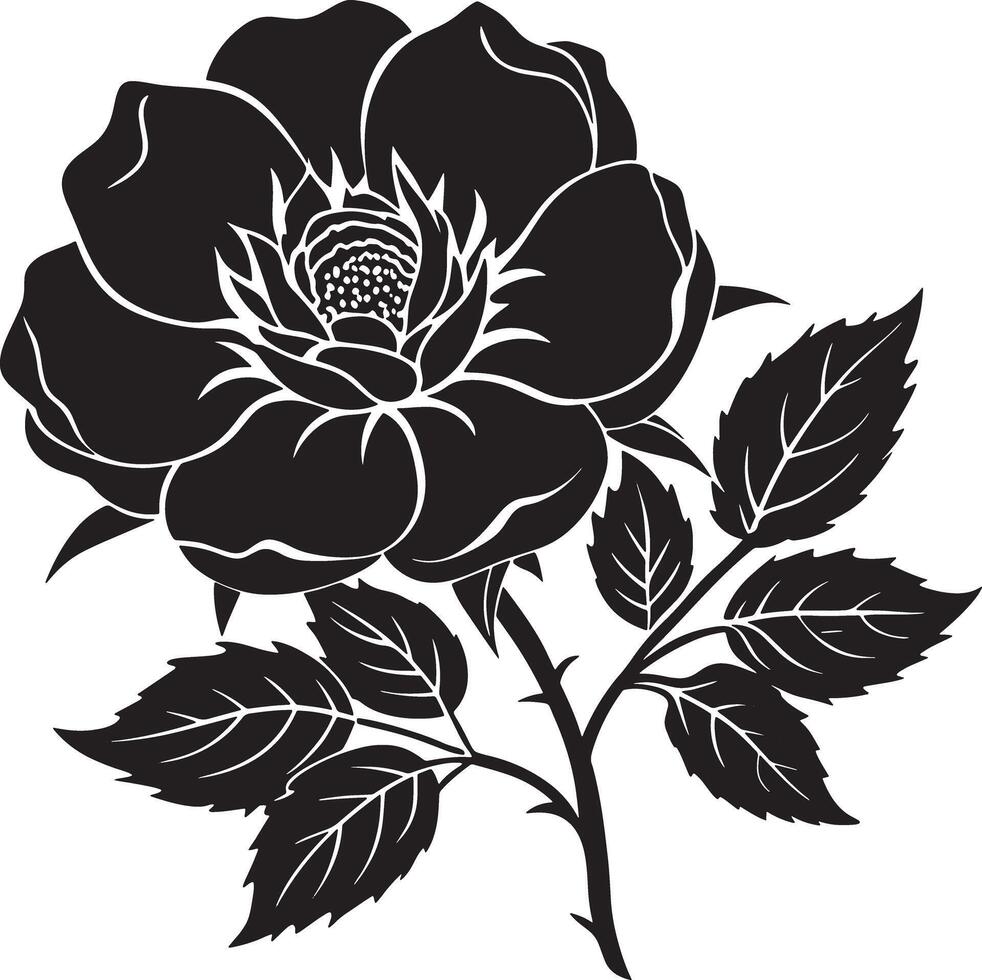flower silhouette illustration black and white vector