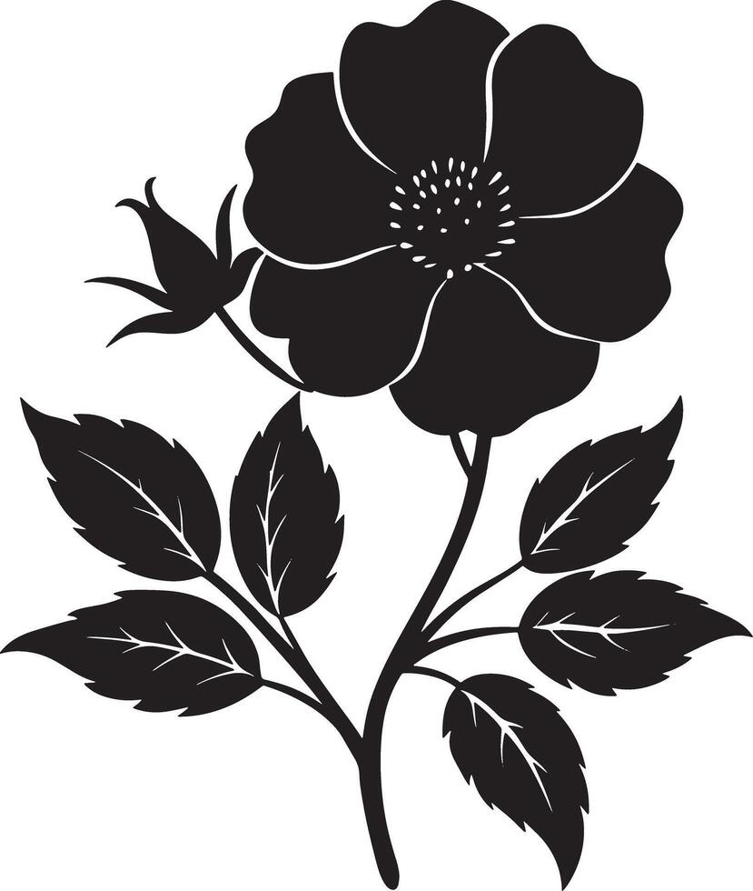 flower silhouette illustration black and white vector