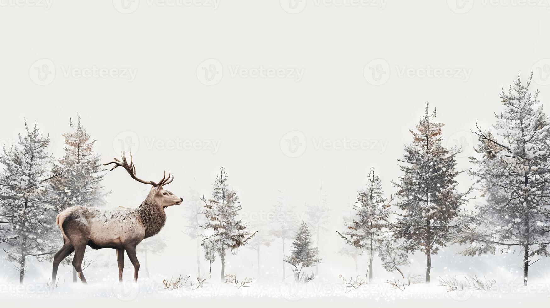 Majestic deer in a snowy forest landscape. Concept of wildlife, nature, winter, serenity photo