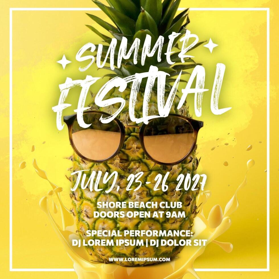 Pineapple Theme Summer Festival Post template