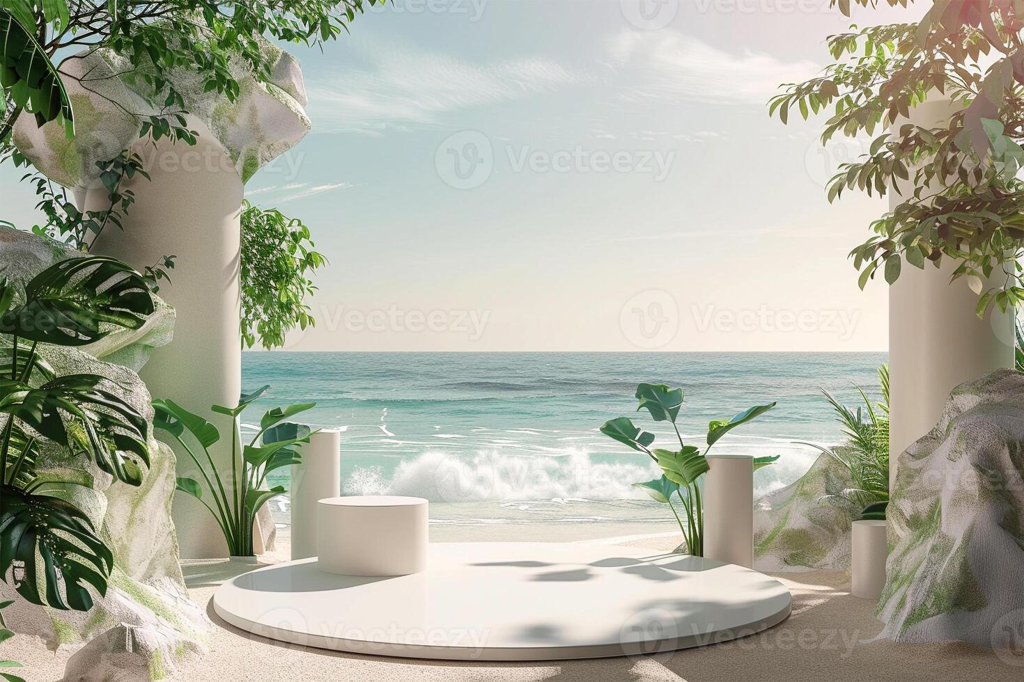 Empty mockup product display 3d podium background for beauty or cosmetic products. photo