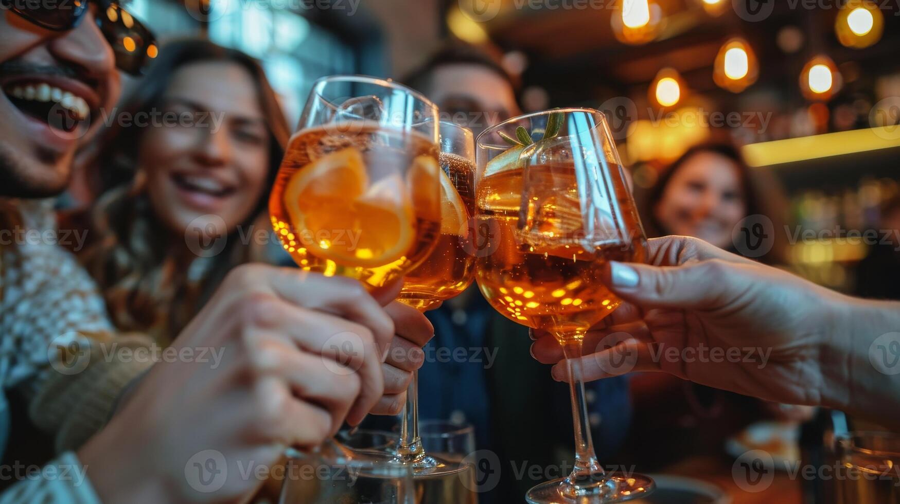 Happy Colleagues Toasting Drinks in Celebration of Successful Team Effort photo