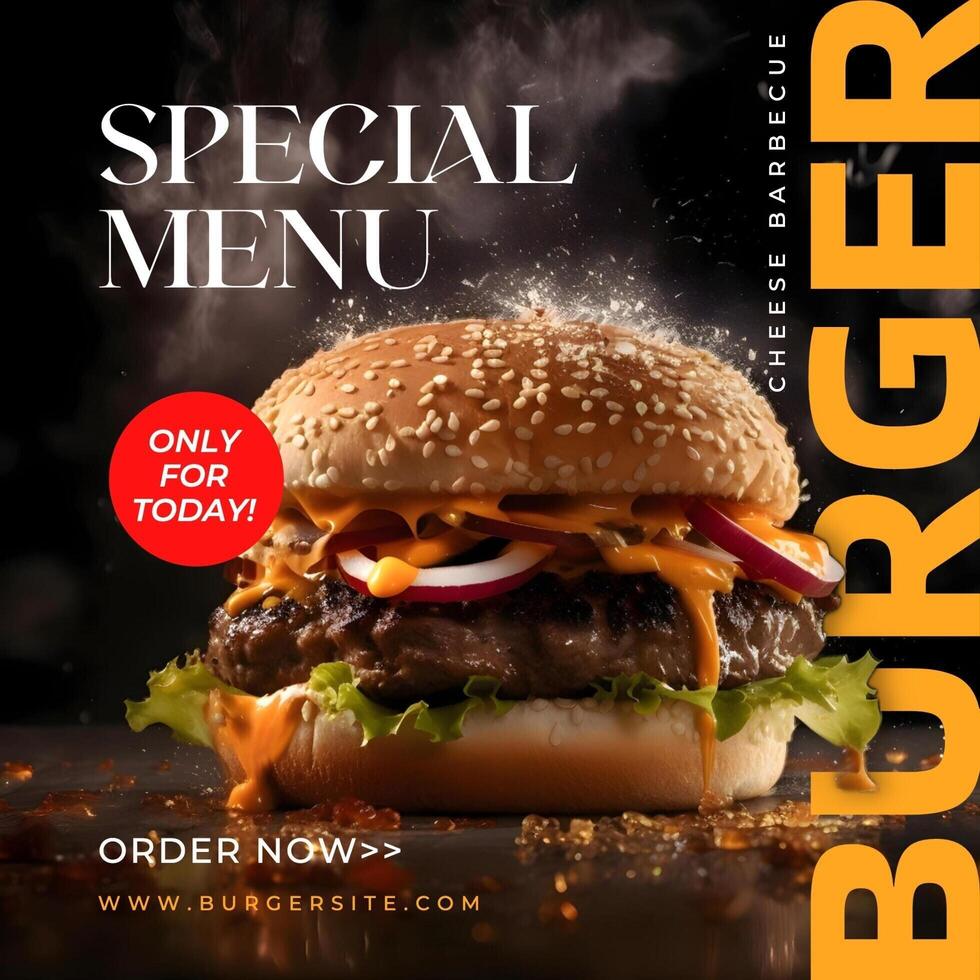 Minimalist Special Menu Burger Instagram Post template