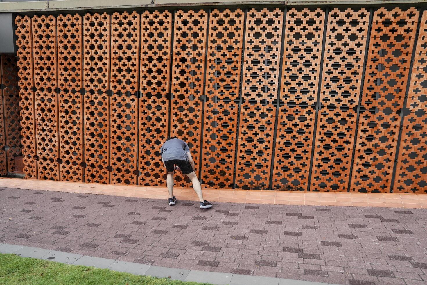 Men take a walk to relax after playing basketball in a public area, having fun and practicing at the same time. photo