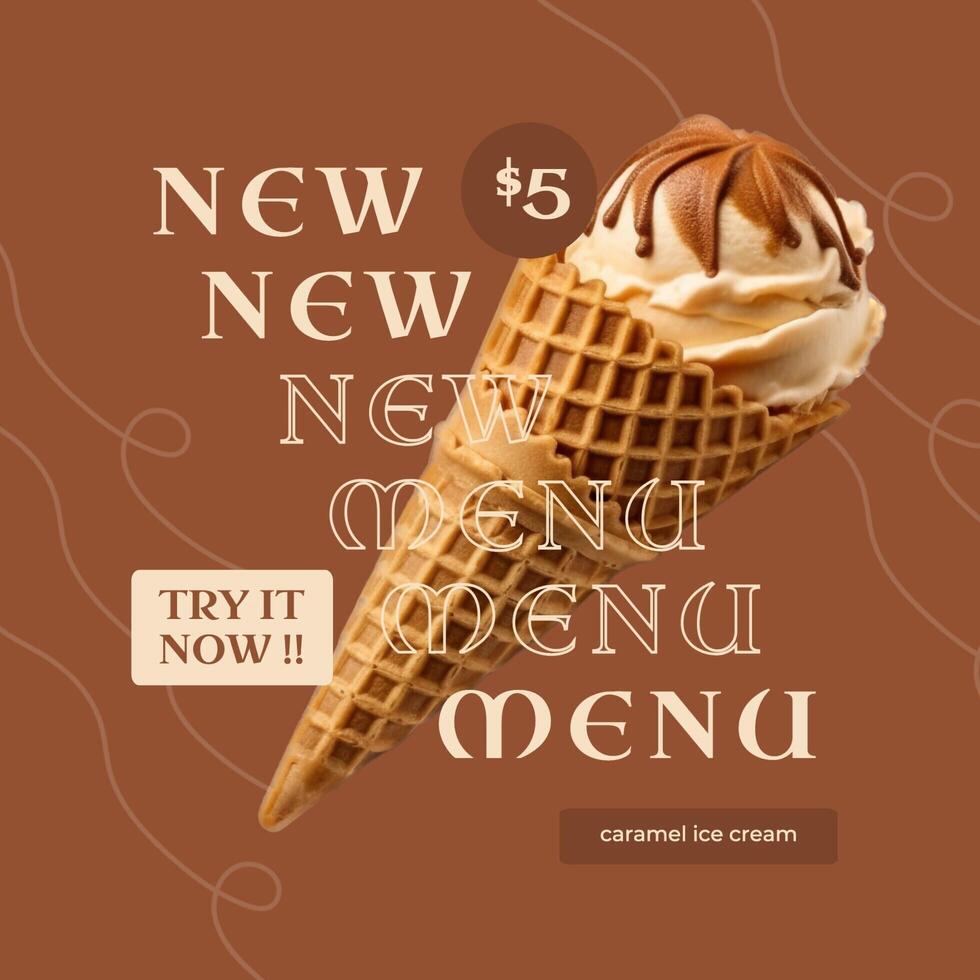 Brown Ice Cream New Menu Instagram Post template