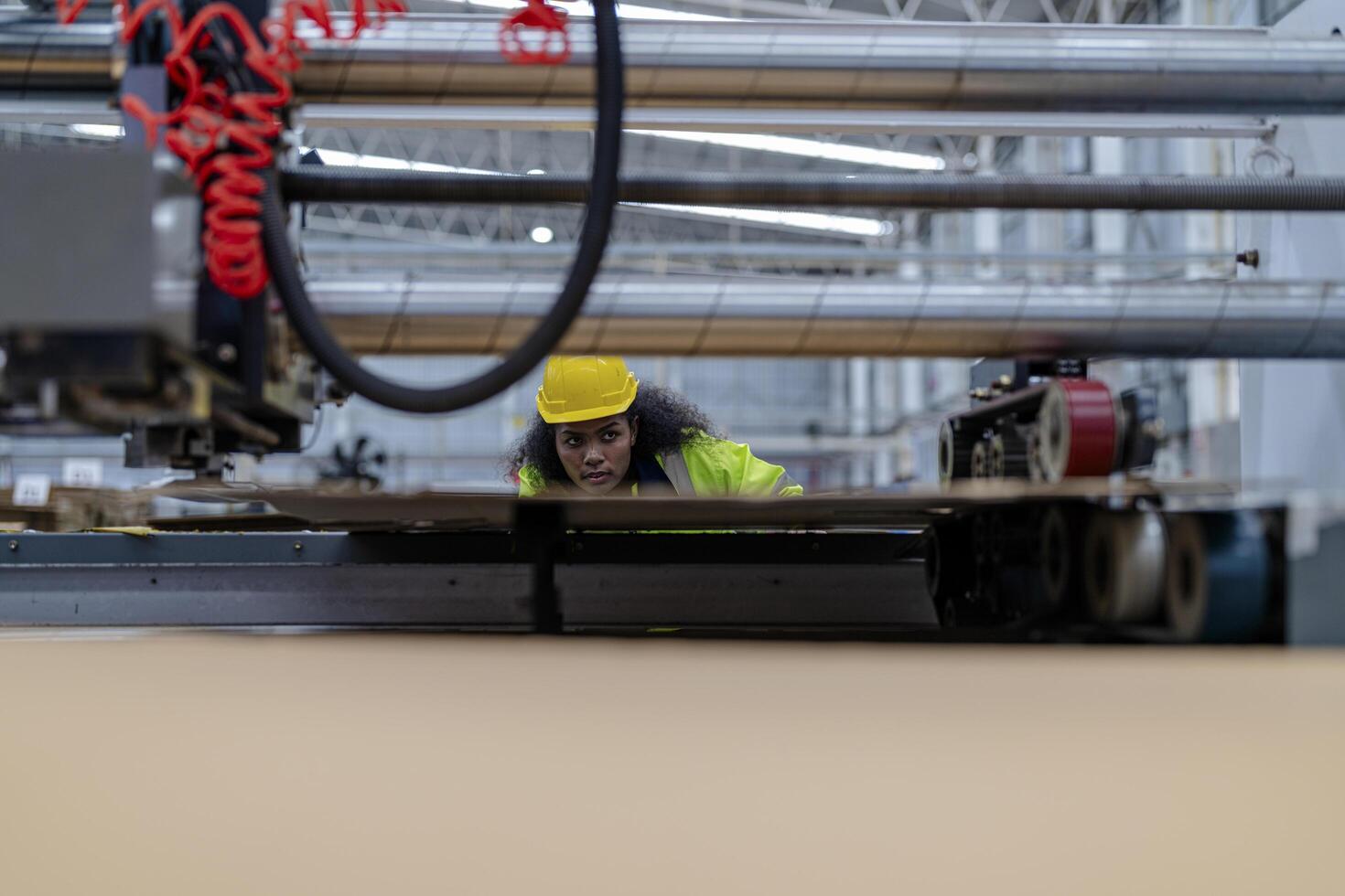 technician engineers checking the process on Heavy machine. mechanical engineering team production. Industry manufacturing. Worker holding tablet and folde. High technology production. photo