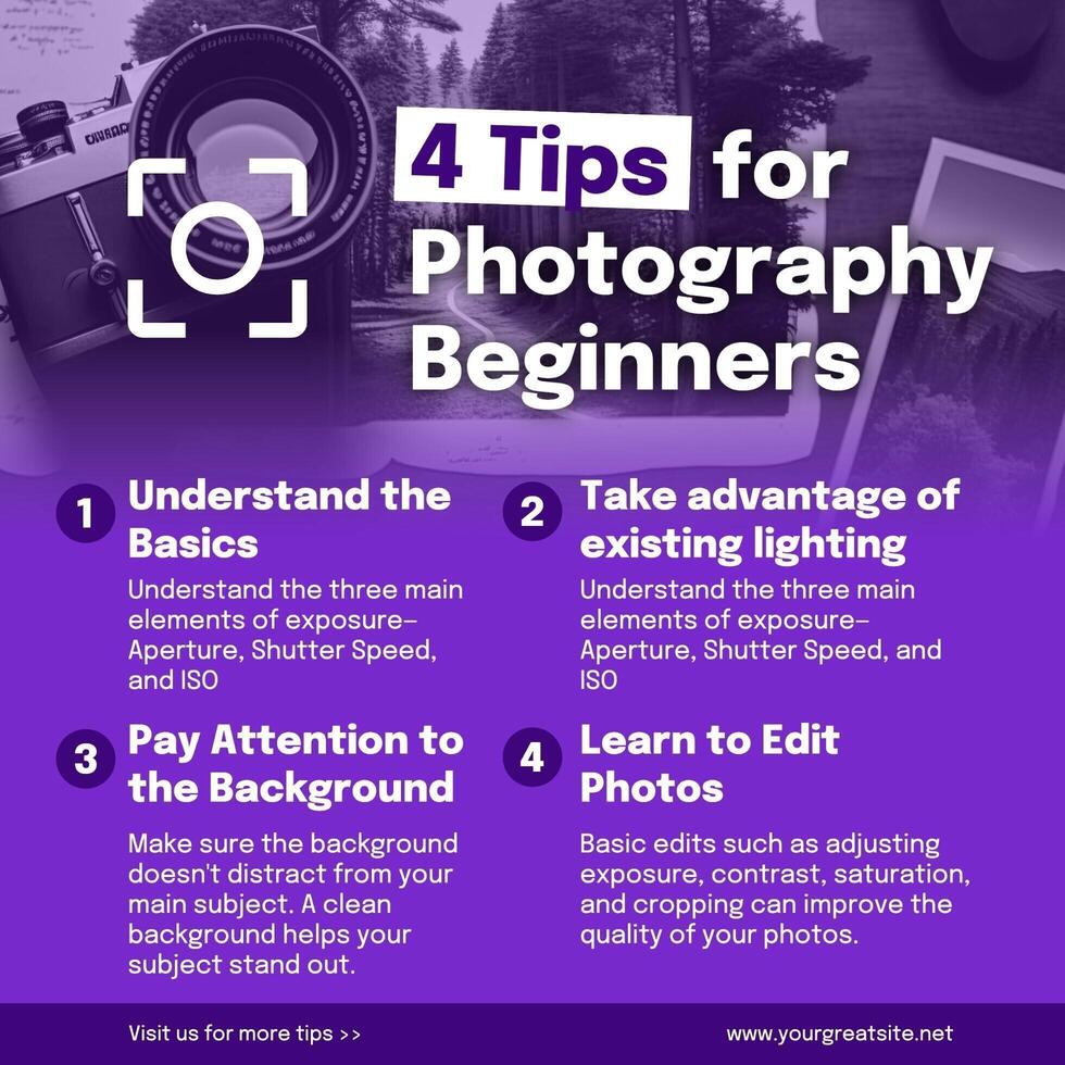 Tips for Photography Beginners Linkedin Post template