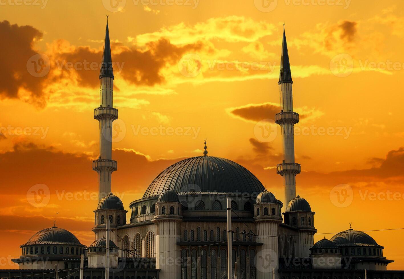 View of Taksim Mosque with its wonderful architecture in Taksim Square. Islamic architecture. Concept for religious occasions. Istanbul, Turkey photo