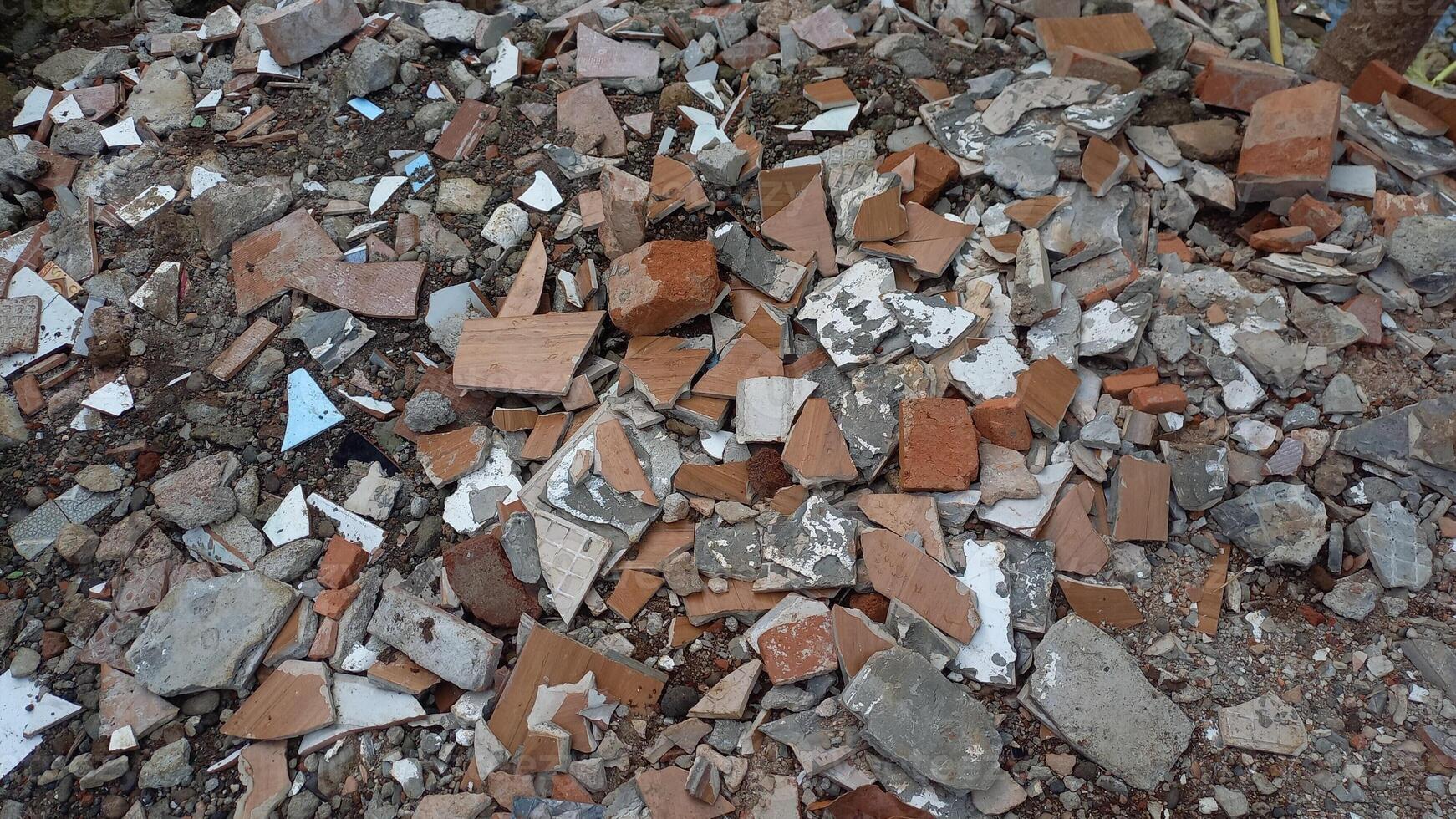 a photo of the rubble of a destroyed building is suitable for the background