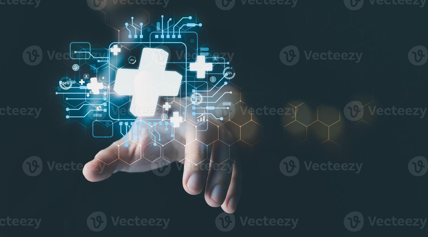 plus sign icon floating in the air on hand It symbolizes the introduction of positive elements such as personal development, social profit, health insurance and a growth mindset. photo