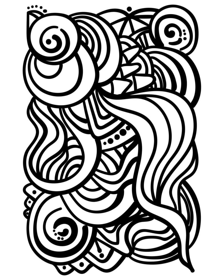Abstract coloring page with fantasy patterns and lines, patterned element for colouring or creating metaphorical cards vector