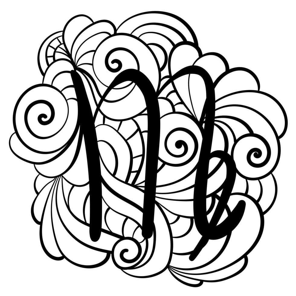 Virgo zodiac sign symbol, meditative patterned page for coloring book or design vector