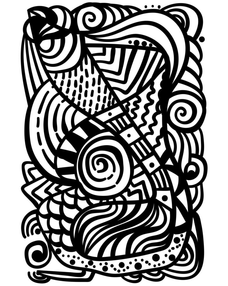 Abstract coloring page with ornate patterns and lines, patterned element for colouring or creating metaphorical cards vector