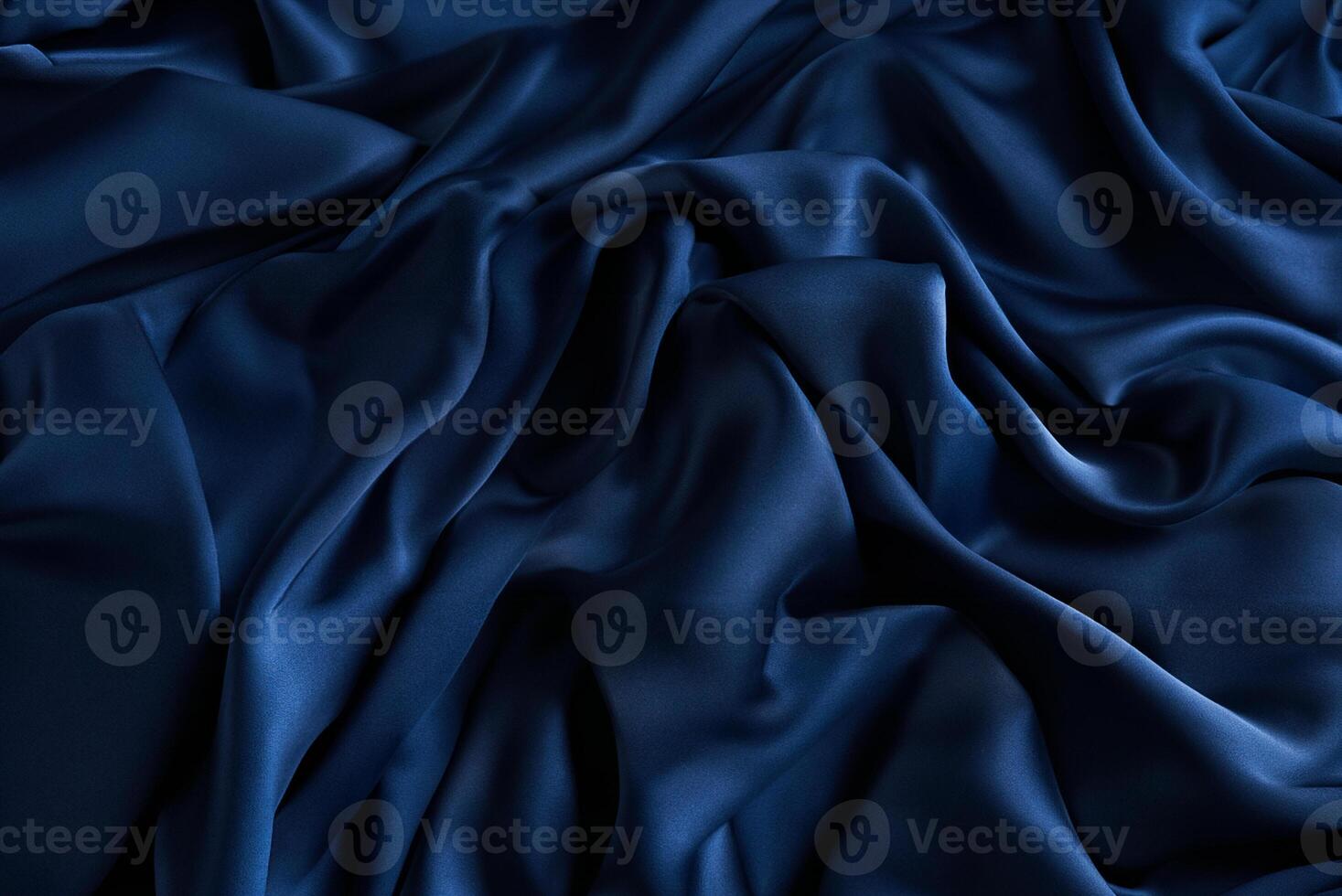 Blue sapphire color silk fabric background, top view. photo