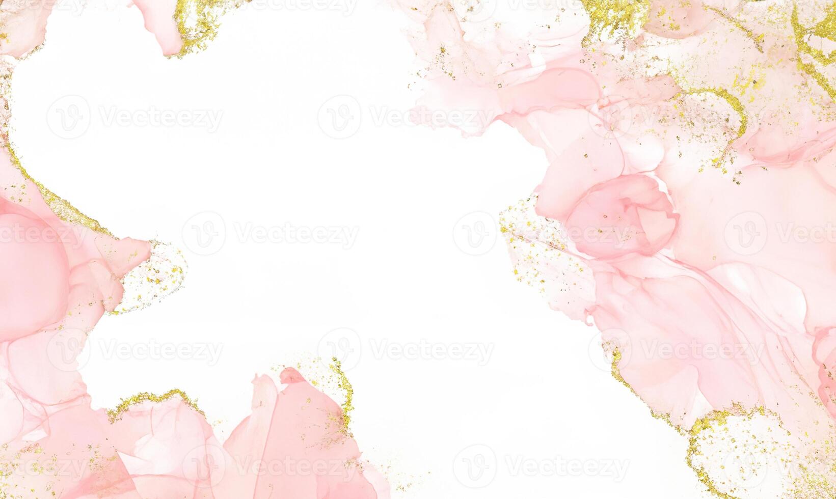Abstract Pink and White Watercolor Art with Gold Accents, Elegant Design for Wedding Invitations, Banners, and Decorations photo