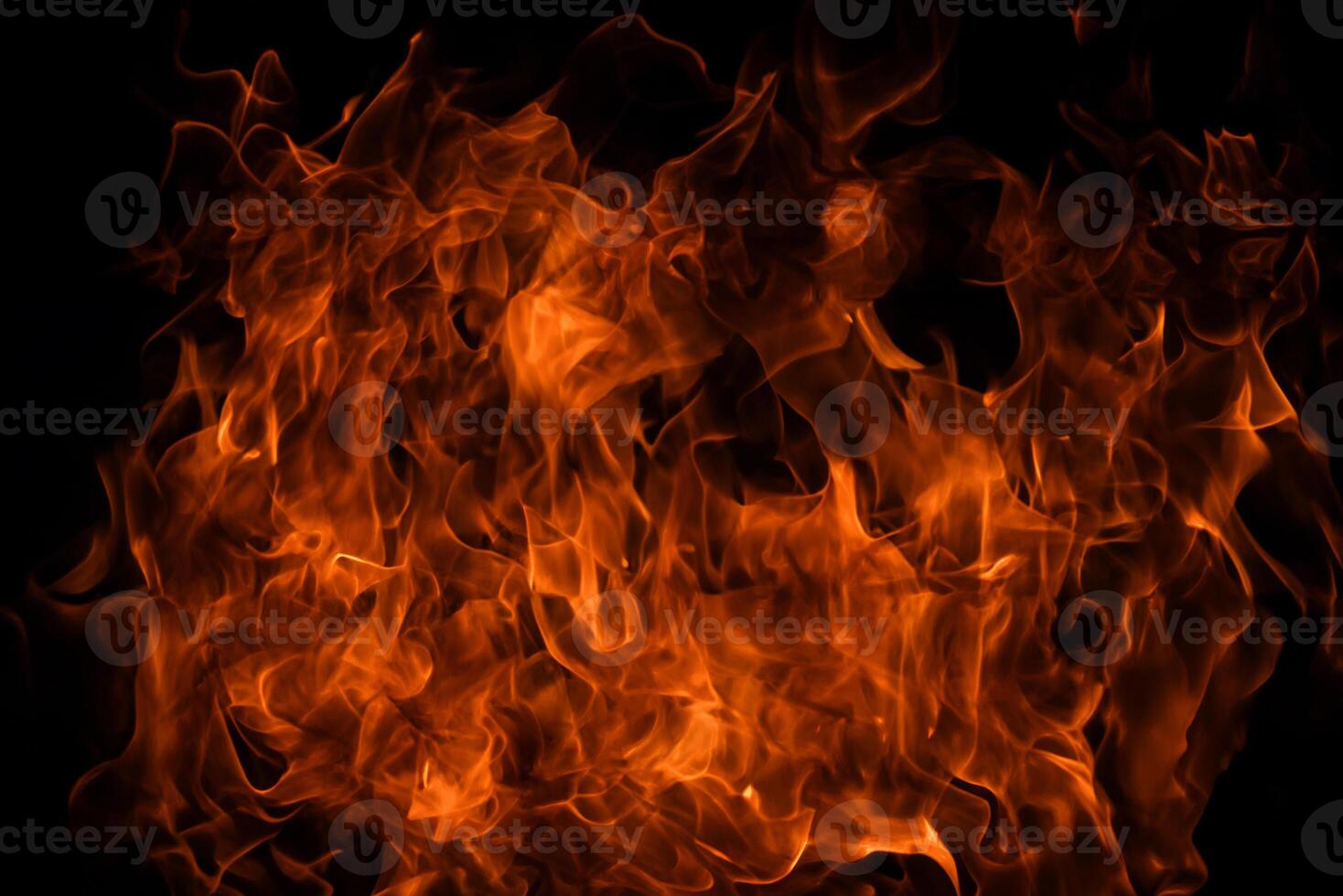 Abstract Fire Flame on Black Background, Artistic Design with Burnt Textures photo