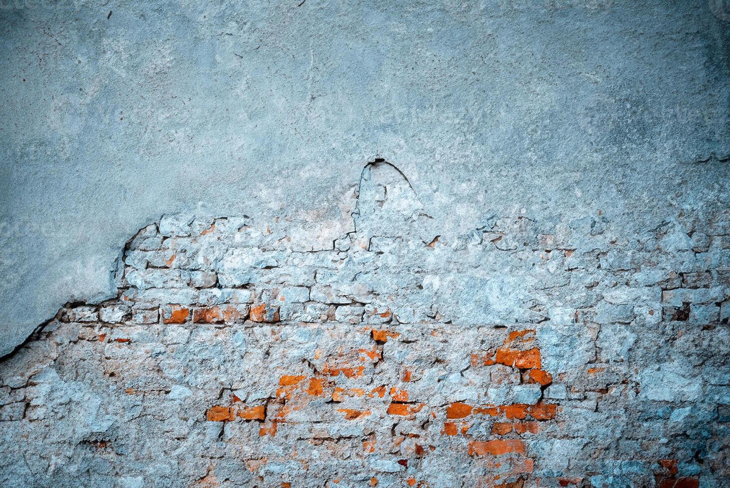 Retro Grunge Texture, Peeling Wallpaper and Rough Stone on Cement Surface photo