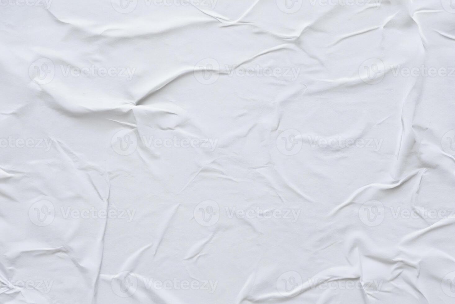 White Crumpled Paper Poster Texture, Minimalist Background for Design photo