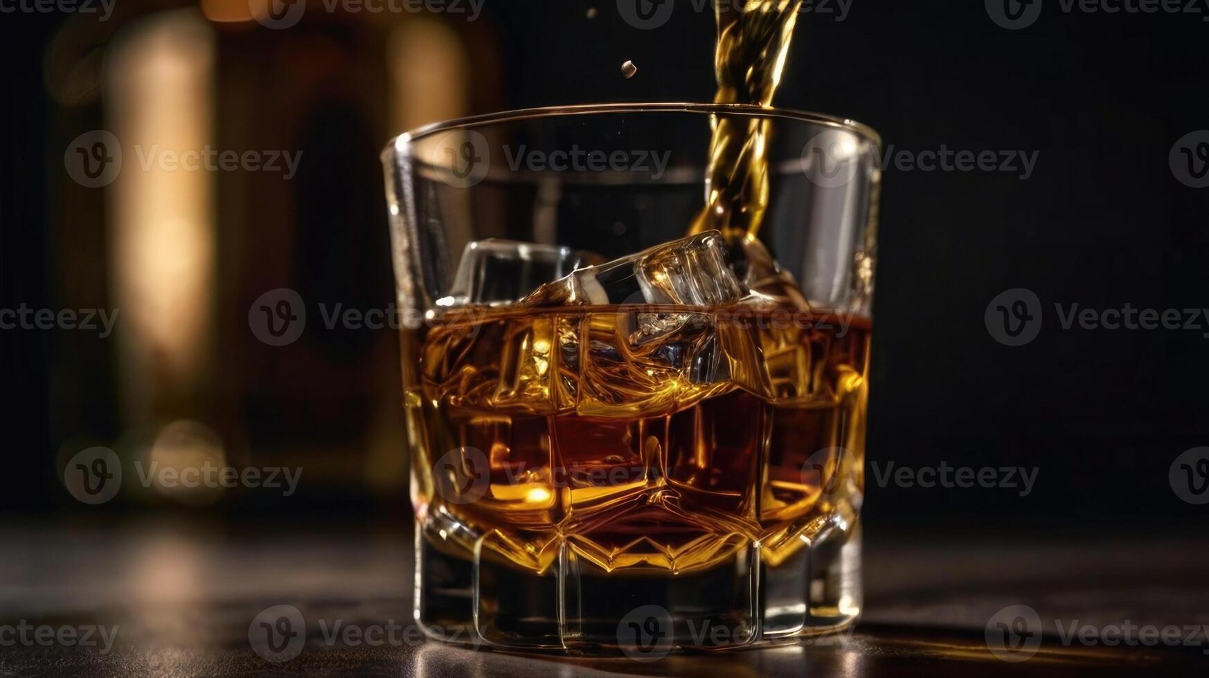 whiskey is poured into a glass photo