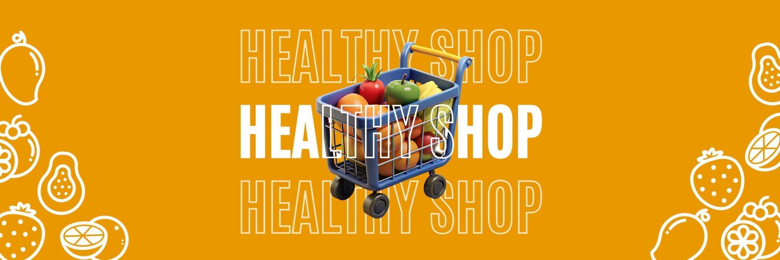 Orange Healthy Shop E-Commerce Twitter Header template
