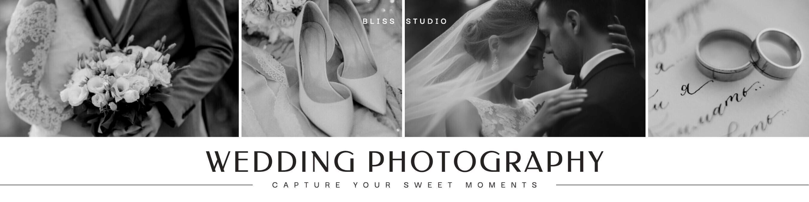 Black and White Minimalist Wedding Photography Linkedin Banner template